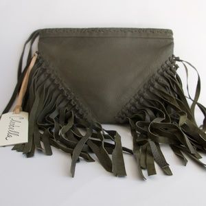 Cleobella Fringe Clutch - Dark Olive